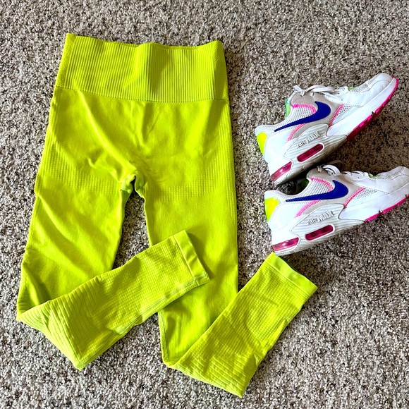 Women's Best Power Seamless workout gym Leggings lime green - Picture 1 of 5